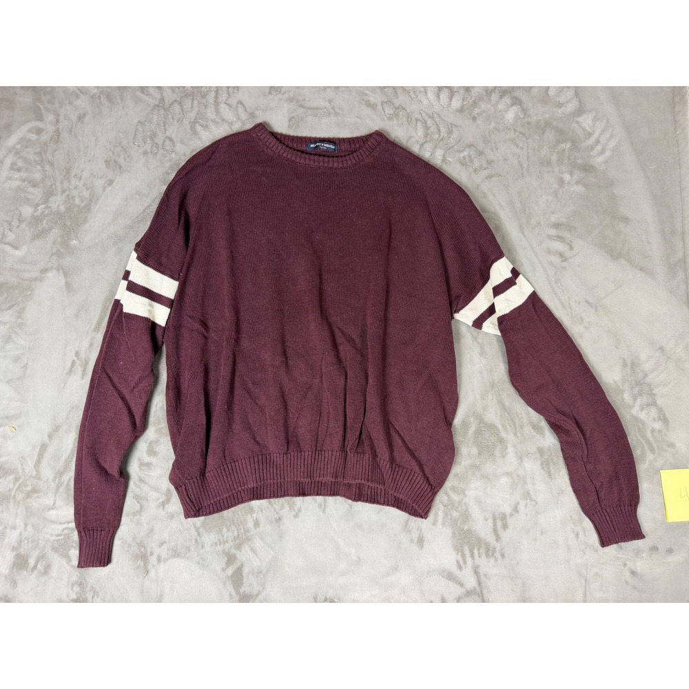 Brandy Melville Burgundy Varsity Stripe Crewneck Sweater One Size Maroon